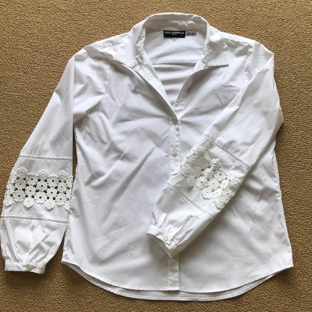 Karl Lagerfeld cotton blouse with crochet detail.